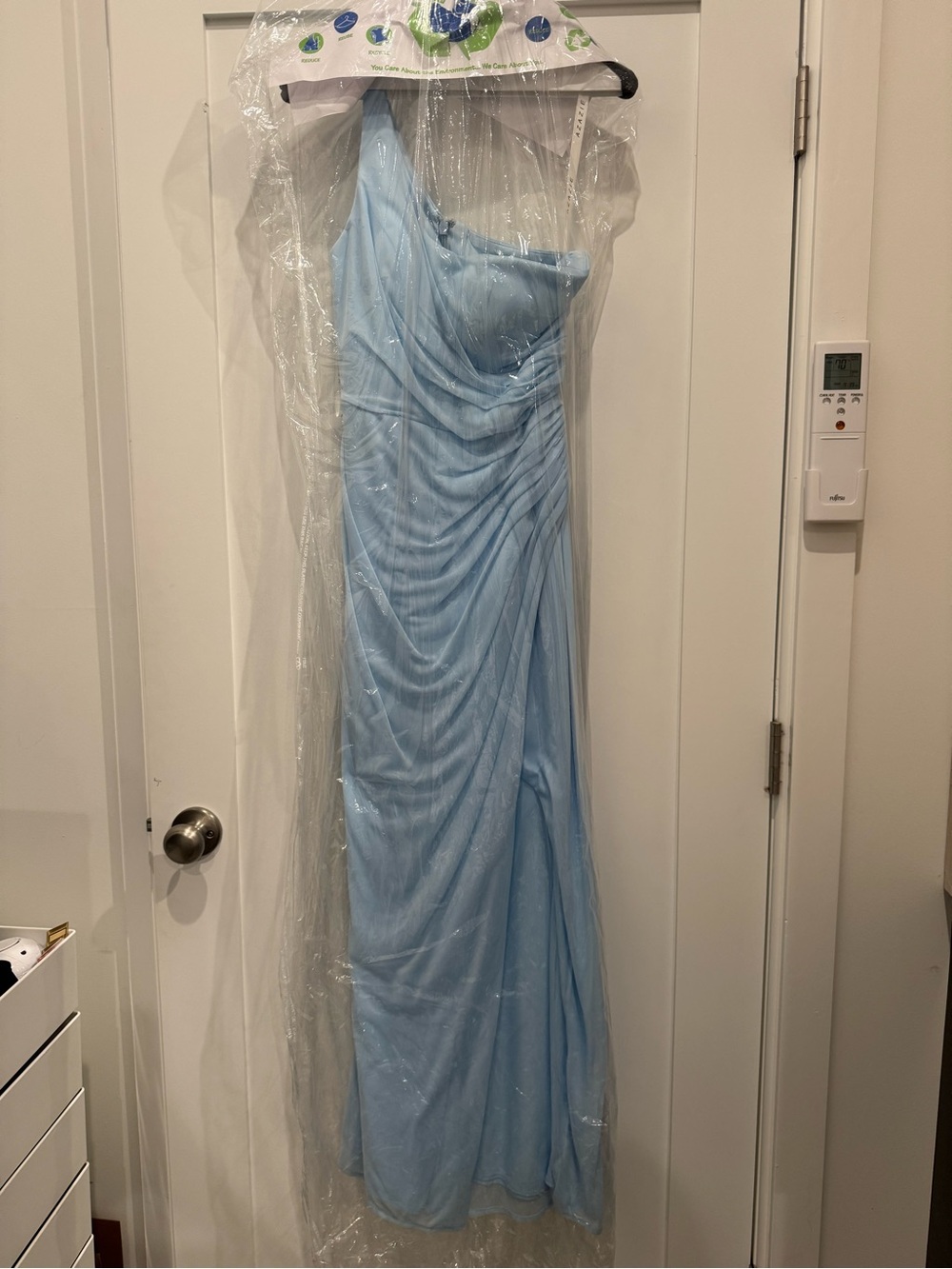 Azazie One-Shoulder Sky Blue Chiffon Dress - Picture 7 of 8